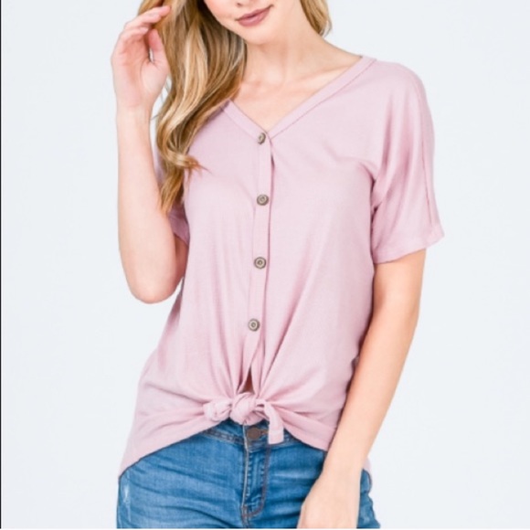 Tops - Pink Front Tie Top